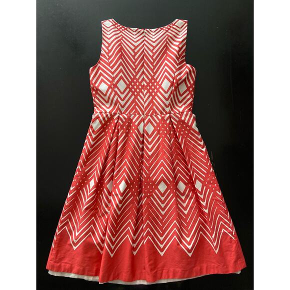 DRESSBARN Red/White Geometric Pattern Sleeveless Cotton Dress sz 6 - Picture 11 of 15